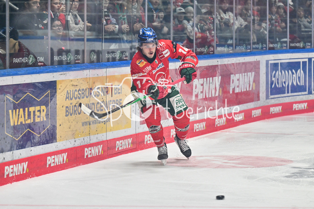 Augsburger Panther - ERC Ingolstadt | AUGSBURG, GERMANY - 12. DECEMBER: am Puck D. J. BUSDEKER (Augsburger Panther 14) / Einzelfoto / Freisteller während dem Match zwischen den Augsburger Panthern und dem ERC Ingolstadt am 27. Spieltag der Penny DEL im Curt Frenzel Stadion