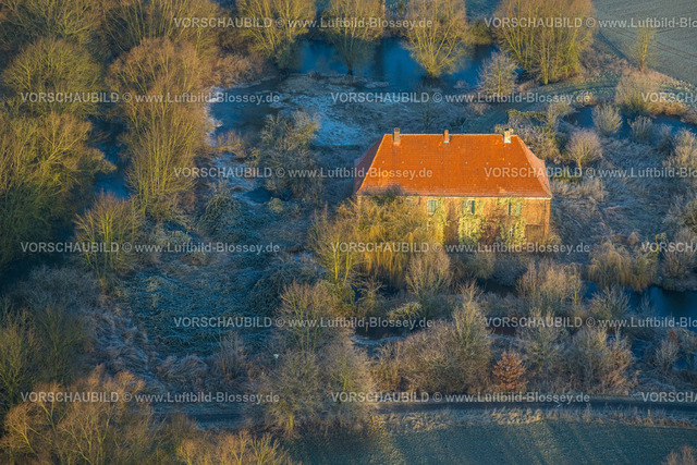 Hamm250200245Uentrop | Luftbild, Haus Hohenover, historische Sehenswürdigkeit mit Pflanzenbewuchs an der Hauswand und roten Dachziegeln, Schloss und Rittergut am Fluss Ahse Feuchtgebiet zwischen Norddinker und Süddinker, Uentrop, Hamm, Ruhrgebiet, Nordrhein-Westfalen, Deutschland