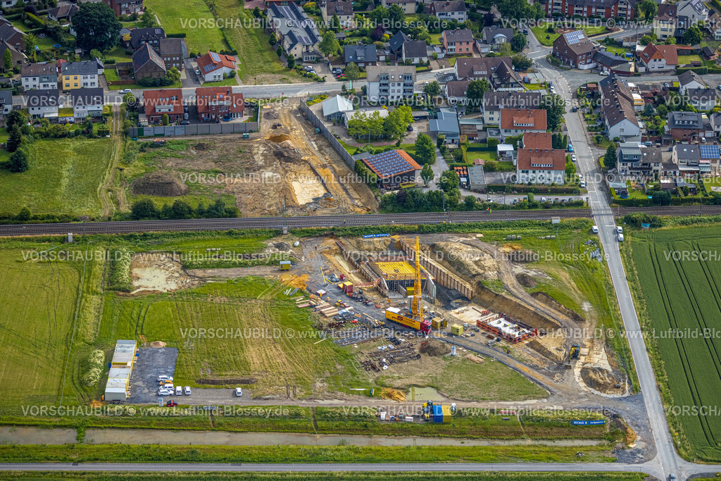Hamm220603963 | Luftbild, geplanter Haltepunkt in Westtünnen, Baustelle am Südfeldweg und Von-Thünen-Straße für den künftigen Bahnhaltepunkt, Rhynern, Hamm, Ruhrgebiet, Nordrhein-Westfalen, Deutschland