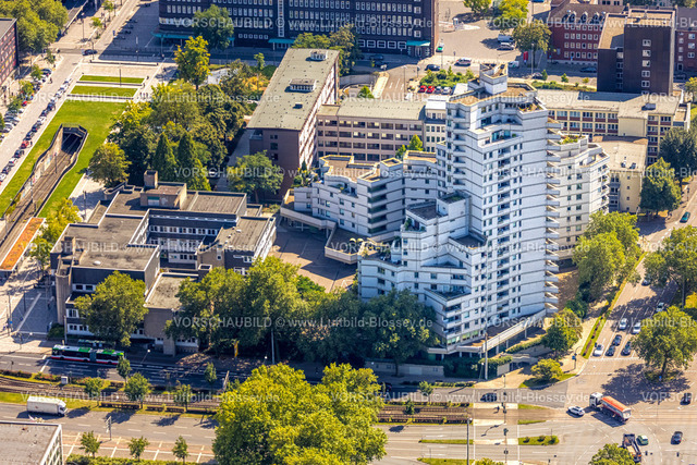 Gelsenkirchen240809039GE-Sued | Luftbild, weißes City Hochhaus, Altstadt, Gelsenkirchen, Ruhrgebiet, Nordrhein-Westfalen, Deutschland