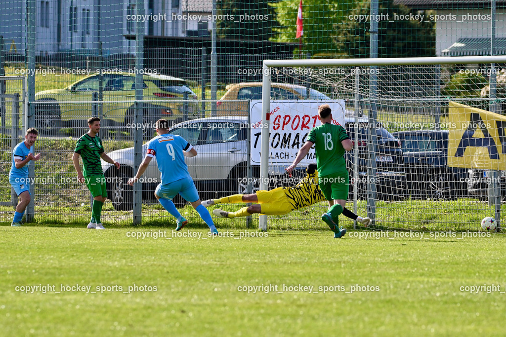 SC Landskron vs. SVG Bleiburg | #19 Philipp Ronacher SC Landskron, #9 Adnan Besic SVG Bleiburg, #22 Alexander Jürgen Pöschl SC Landskron, #18 Alexander Reichmann SC Landskron, SC Landskron vs. SVG Bleiburg, SC Landskron vs. SVG Bleiburg am 28.04.2024 in Villach (Sportzentrum Landskron), Austria, (Photo by Bernd Stefan)