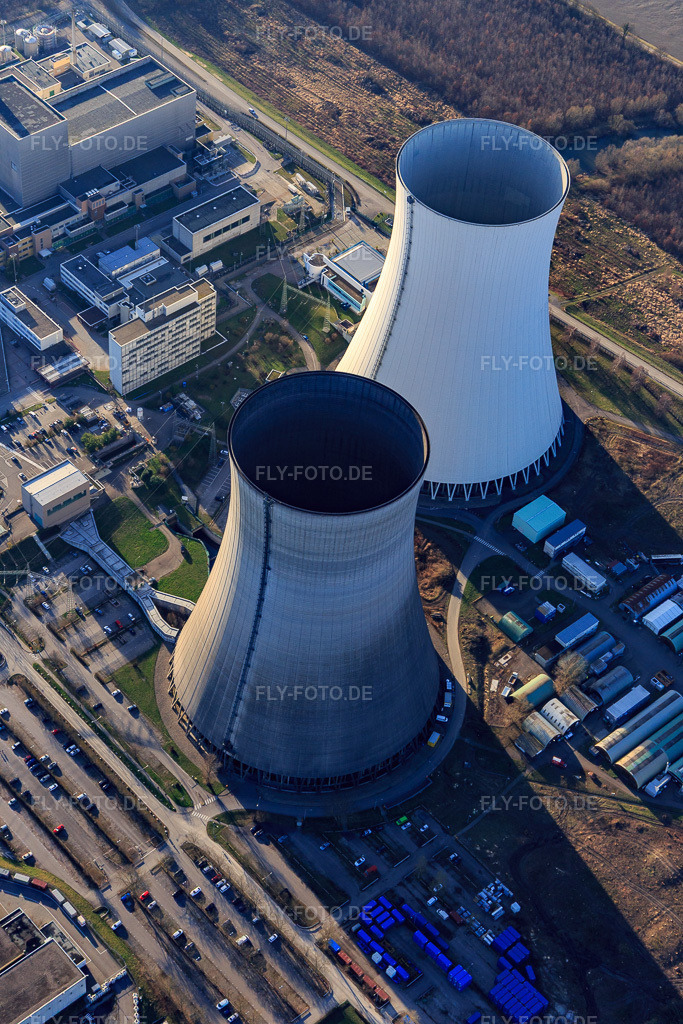 Luftbild: Kernkraftwerk Philippsburg am Rheinufer in Philippsburg im Bundesland Baden-Württemberg in Deutschland. Foto: IMG_097341.jpg vom 10.03.2017 durch Werner Riehm/FLY-FOTO.de