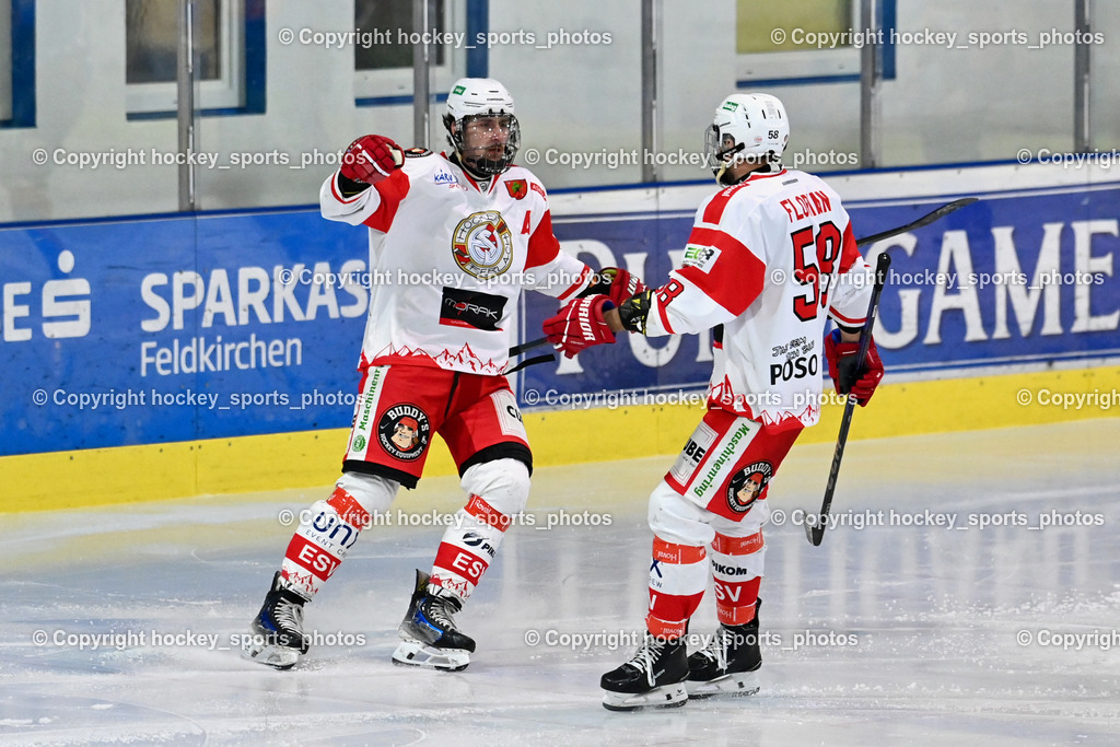 ESC Steindorf vs. ESV Ferlach  | Jubel ESV Ferlach, #91 Alagic Adis ESV Ferlach, #58 Florian Matthias ESV Ferlach, ESC Steindorf vs. ESV Ferlach , ESC Steindorf vs. ESV Ferlach  am 15.02.2026 in Steindorf (Ossiachersee Halle), Austria, (Photo by Bernd Stefan)