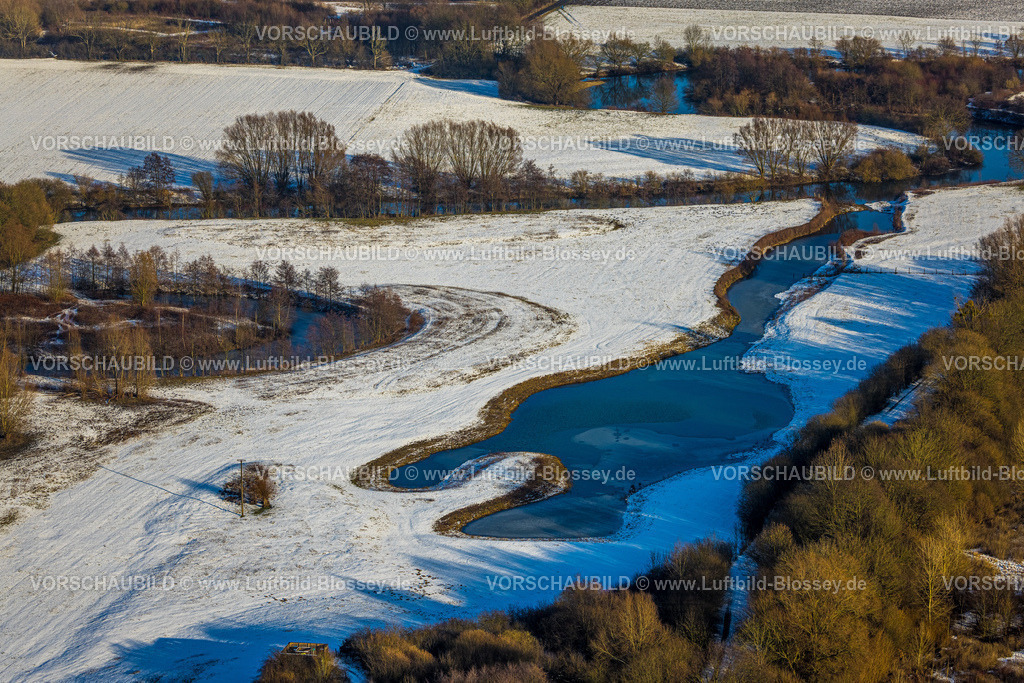 Hamm260105379 | Luftbild, Nebengewässer am Fluss Lippe, Winterlandschaft Oberwerrieser Mersch, Uentrop, Hamm, Ruhrgebiet, Nordrhein-Westfalen, Deutschland