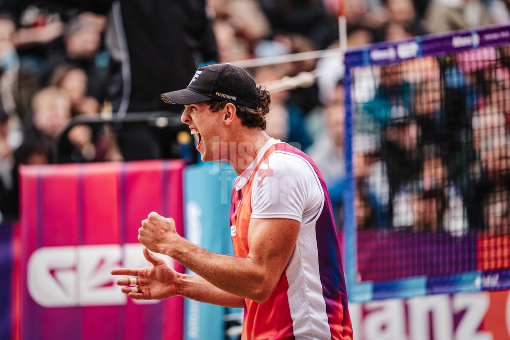 Beachvolleyball | Männer | Allianz German Beach Tour 2026 | Tourstop Düsseldorf | 17.05.2026 | Tristan Fröbel jubelt