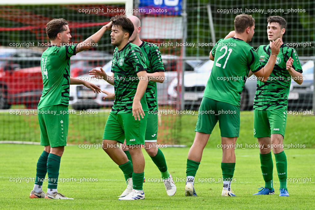 ATUS Nötsch vs. SC Landskron | #21 Fabio Gödel SC Landskron, #9 Christian Wilpernig SC Landskron, Jubel SC Landskron Mannschaft, #19 Daniel Martinovic SC Landskron, #13 Christopher Kotz SC Landskron, ATUS Nötsch vs. SC Landskron, ATUS Nötsch vs. SC Landskron am 26.07.2025 in Nötsch (Dobratsch Arena), Austria, (Photo by Bernd Stefan)