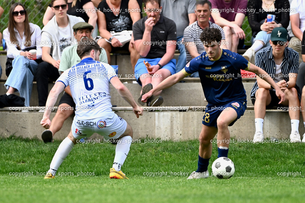 ATUS Velden vs. SV Dellach Gail | #6 Simon Michael Hohenwarter Dellach Gail, #28 Manuel Thomas Guggenberger ATUS Velden, ATUS Velden vs. SV Dellach Gail, ATUS Velden vs. SV Dellach Gail am 03.05.2025 in Velden (Wald Arena Velden), Austria, (Photo by Bernd Stefan)