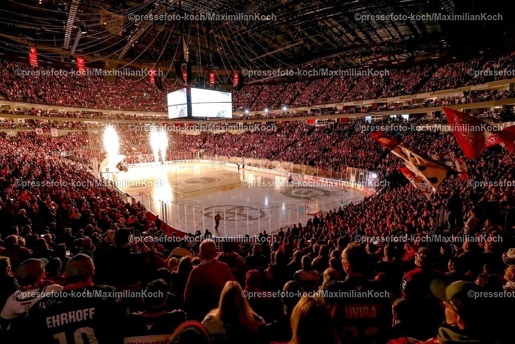 KEC1602250102090 | 16.02.2025, Eishockey, DEL, Kölner Haie - Düsseldorfer EG, Lanxess-Arena Köln: Feature Zuschauer Besucher volle Halle Innenansicht Übersichtsbild Übersicht Sportstätte Fans EInlaufshow 