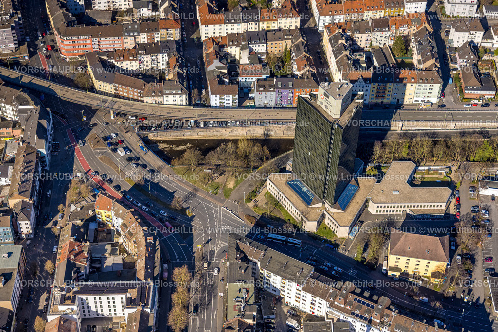 Hagen250302422 | Luftbild, Hochstraße Eckeseyer Straße, Altenhagener Brücke, Bundesstraße B54, Hochhausgebäude Agentur für Arbeit, Altenhagen, Hagen, Ruhrgebiet, Nordrhein-Westfalen, Deutschland