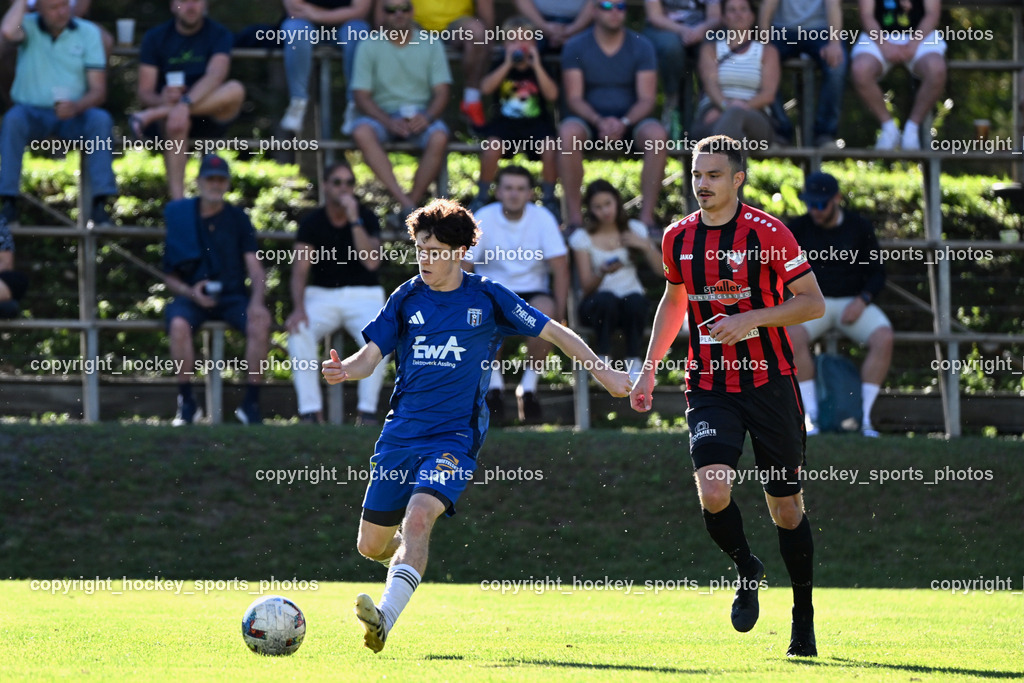 ATUS Nötsch vs. Thal Assling | #22 Samuel Stephan Schönegger Thal Assling, #9 Raphael Nageler ATUS Nötsch, ATUS Nötsch vs. Thal Assling, ATUS Nötsch vs. Thal Assling am 31.08.2025 in Nötsch (Dobratsch Arena), Austria, (Photo by Bernd Stefan)