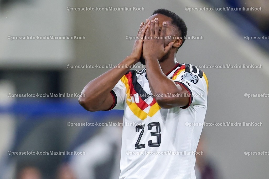 DFB14112501114 | 14.11.2025, Fußball, Länderspiel, WM-Qualifikation Europa, Deutschland - Luxemburg, Stade de Luxembourg (Croix de Gasperich, Luxemburg), 9. Spieltag, Saison 2025 2026: Ridle Baku (GER #23) reagiert enttäuscht Enttäuschung  Regulations prohibit any use of photographs as image sequences and or quasi-video.