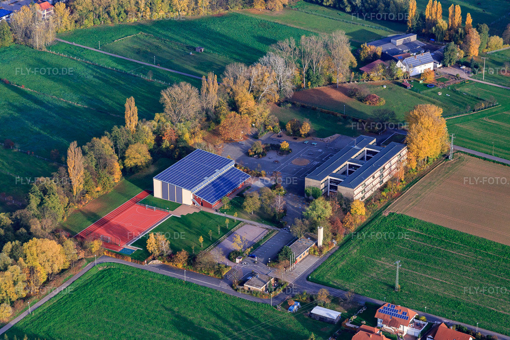 Luftbild: Klingbachschule im Ortsteil Ingenheim in Billigheim-Ingenheim im Bundesland Rheinland-Pfalz in Deutschland. Foto: IMG_085191.jpg vom 08.11.2015 durch Werner Riehm/FLY-FOTO.de