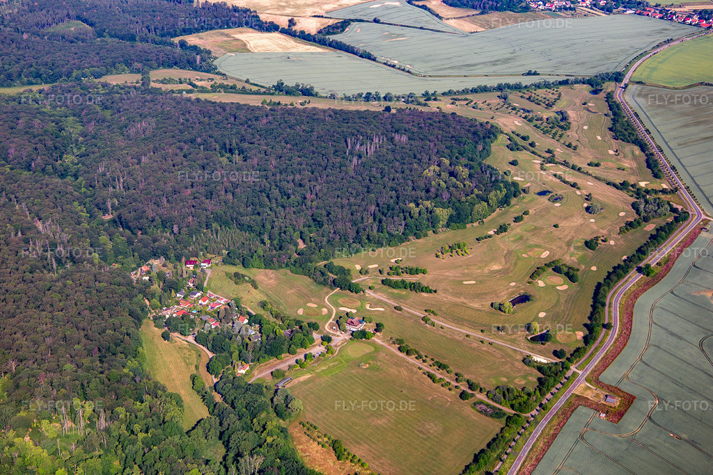 Luftbild: Golfclub Schloß Meisdorf e.V. im Ortsteil Meisdorf in Falkenstein im Bundesland Sachsen-Anhalt in Deutschland. – Foto: IMG_136767.jpg vom 18.06.2023 durch Werner Riehm/FLY-FOTO.de – Auflösung des Originals: 5472 x 3648 px – Golfclub Schloss Meisdorf