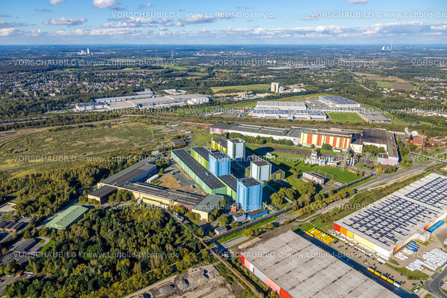 Dortmund241006291 | Luftbild, thyssenkrupp Steel Werksgelände im Gewerbegebiet Westfalenhütte, Logistikzentrum, Borsigplatz, Dortmund, Ruhrgebiet, Nordrhein-Westfalen, Deutschland