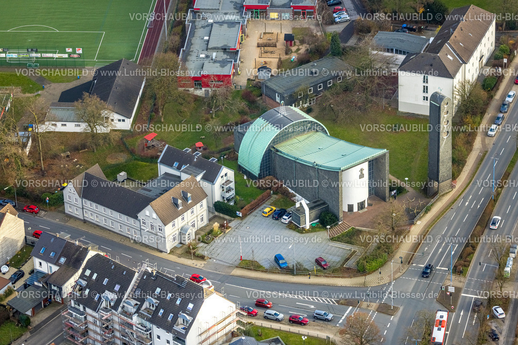 Velbert251201261 | , Luftbild, St. Paulus katholische Kirche, Velbert, Bergisches Land, Nordrhein-Westfalen, Deutschland