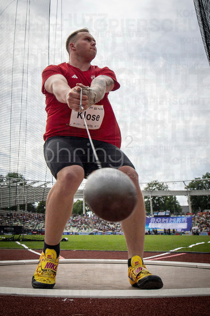 Golden Oval; Dresden, 31.05.2026 | DRESDEN , GERMANY - MAY 31:  Soeren Klose (GER / Germany) competes in the hammer throw during the Golden Oval Continental Tour Silver meeting on May 31, 2026 at Heinz-Steyer-Stadion in Dresden, Saxony, Germany.