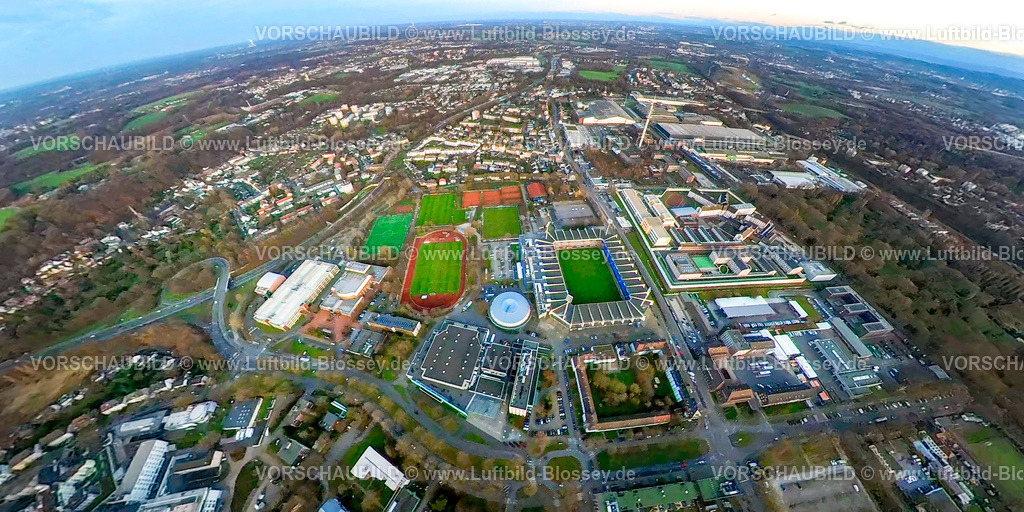 Bochum2301fish0009StadthalleStadion | Luftbild, Vonovia Ruhrstadion Bundesligastadion des VFL Bochum, Justizvollzugsanstalt Bochum, Fisheye Aufnahme, Fischaugen Aufnahme, 360 Grad Aufnahme, Grumme, Bochum, Ruhrgebiet, Nordrhein-Westfalen, Deutschland