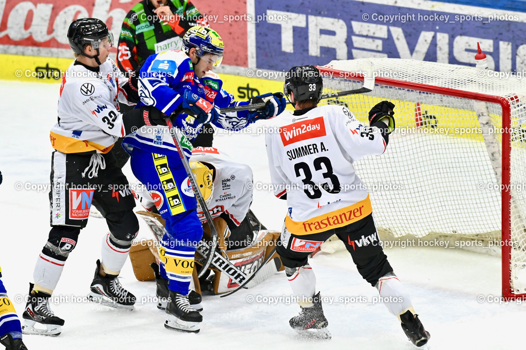EC IDM Wärmepumpen VSV vs. Pioneers Vorarlberg | #33 Aron Summer Pioneers Vorarlberg, EC IDM Wärmepumpen VSV vs. Pioneers Vorarlberg, EC IDM Wärmepumpen VSV vs#32 Ben Summer Pioneers Vorarlberg, #31 David Madlener Pioneers Vorarlberg, #12 Brett Budgell EC VSV, Pioneers Vorarlberg am 22.02.2026 in Villach (Stadthalle Villach), Austria, (Photo by Bernd Stefan)
