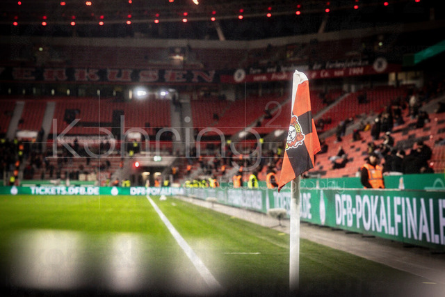 Bayer 04 Leverkusen vs. FC St. Pauli, 03.02.2026 | LEVERKUSEN, GERMANY - FEBRUARY 3:  The corner flag before the DFB Cup quarter-final match Bayer 04 Leverkusen vs. FC St. Pauli at BayArena on February 3, 2026 in Leverkusen, Germany. (Photo by Axel Kohring/Beautiful Sports Int.)DFL REGULATIONS PROHIBIT ANY USE OF PHOTOGRAPHS AS IMAGE SEQUENCES AND/OR QUASI-VIDEO.