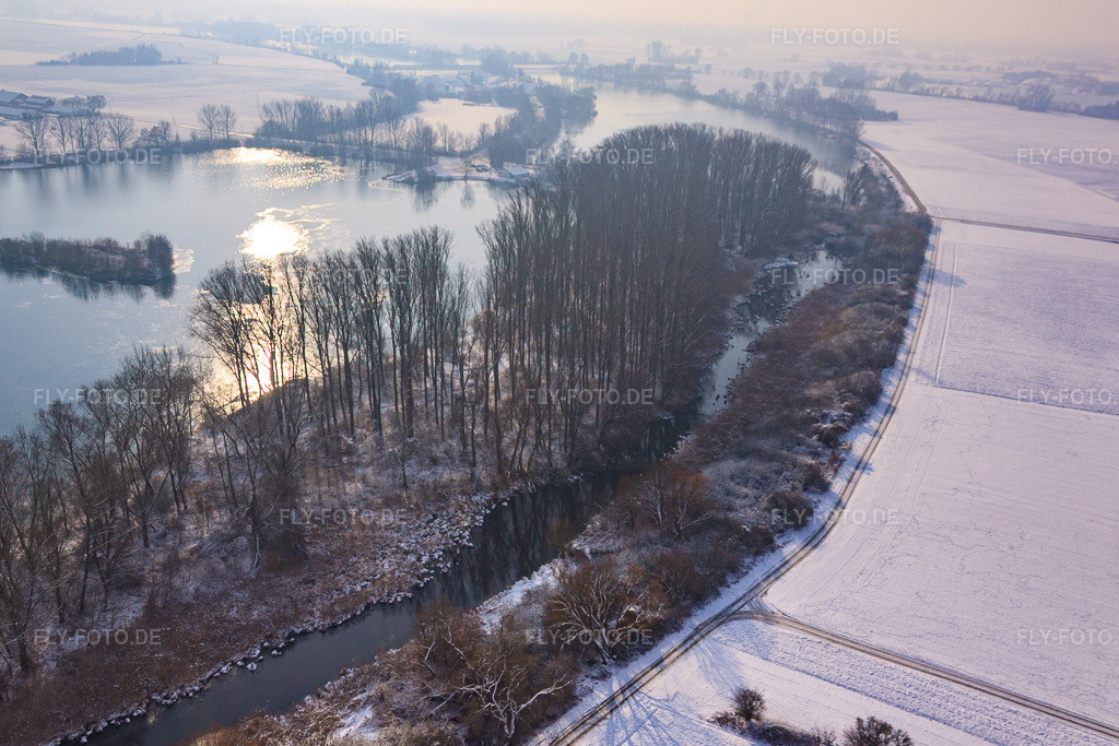 Luftbild: Altrhein im Winter in Neupotz im Bundesland Rheinland-Pfalz in Deutschland. Foto: IMG_24017.jpg vom 27.01.2010 durch Werner Riehm/FLY-FOTO.de