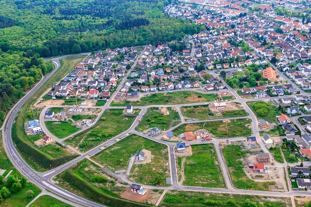 Luftbild: Neubaugebiet Vogelring in Jockgrim im Bundesland Rheinland-Pfalz in Deutschland. Foto: IMG_40360.jpg vom 24.04.2011 durch Werner Riehm/FLY-FOTO.de