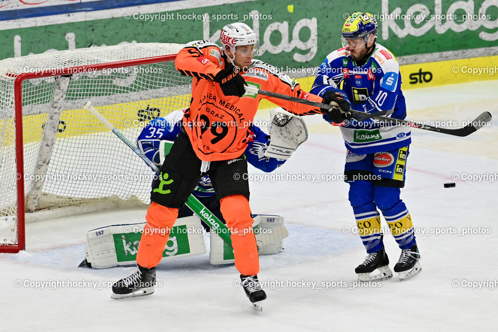 EC IDM WÄRMEPUMPEN VSV vs. MOSER MEDICAL GRAZ99ERS | #52 Paul Huber Graz 99ers, #10 Thomas Vallant EC VSV, #35 Joe Cannata EC VSV, EC IDM WÄRMEPUMPEN VSV vs. MOSER MEDICAL GRAZ99ERS, EC IDM WÄRMEPUMPEN VSV vs. MOSER MEDICAL GRAZ99ERS am 17.03.2026 in Villach (Stadthalle Villach), Austria, (Photo by Bernd Stefan)