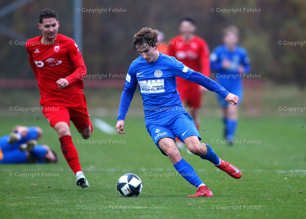 A_LUI_08112025_06 | SPORT FUSSBALL LT1 OOE LIGA ASKOE OEDT 1B-UNION ST.MARTIN/MUEHLKREIS 08.11.2025 IM BILD: MICHAEL LEONHARTSBERGER (OEDT1B) UND DOMINIK LANZERSDORFER (ST.MARTIN)FOTO:FOTLUI