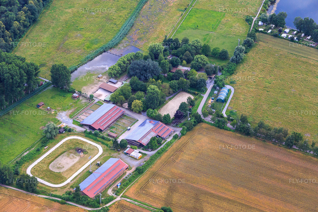 Luftbild: Reitclub Altrip e.V. in Altrip im Bundesland Rheinland-Pfalz in Deutschland. – Foto: IMG_090972.jpg vom 04.07.2016 durch Werner Riehm/FLY-FOTO.de – Auflösung des Originals: 5472 x 3648 px – Reitclub Altrip - Reitclub Altrip