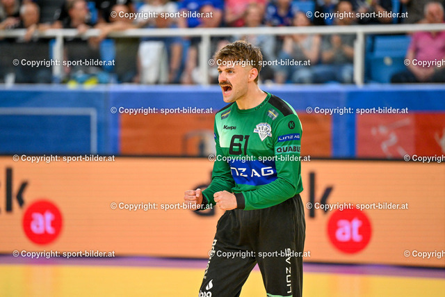 AUT, HLA, HC Linz AG vs Fivers WAT Margareten | 21.05.2024, Sporthauptschule Linz-Kleinmuenchen, AUT, HLA, HC Linz AG vs Fivers WAT Margareten, im Bild Florian Kaiper (Linz)


// HLA, Handball Liga Austria Match between HC Linz AG vs Fivers WAT Margareten in Linz, Austria on 2024/05/21