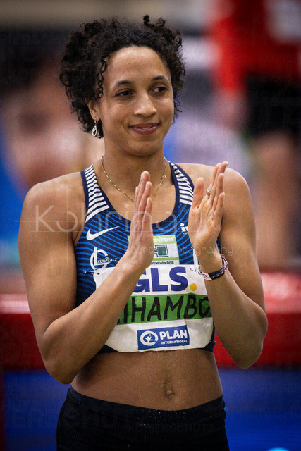 Deutsche Leichtathletik-Hallenmeisterschaften; Dortmund, 01.03.2026 | Es ging nicht so weit, trotzdem gewonnen: Malaika Mihambo (LG Kurpfalz); Deutsche Leichtathletik-Hallenmeisterschaften am 01.03.2026 in der Helmut-Körnig-Halle in Dortmund. 