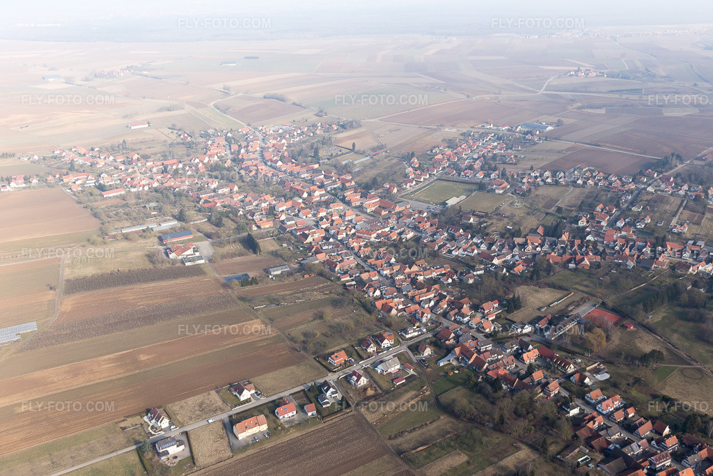 Aerial view: View of the town in Seebach in the state Bas-Rhin, France.Photo: IMG_096905.jpg taken on 02/19/2017 by Werner Riehm/FLY-FOTO.comResolution of the original: 5472 x 3648 px