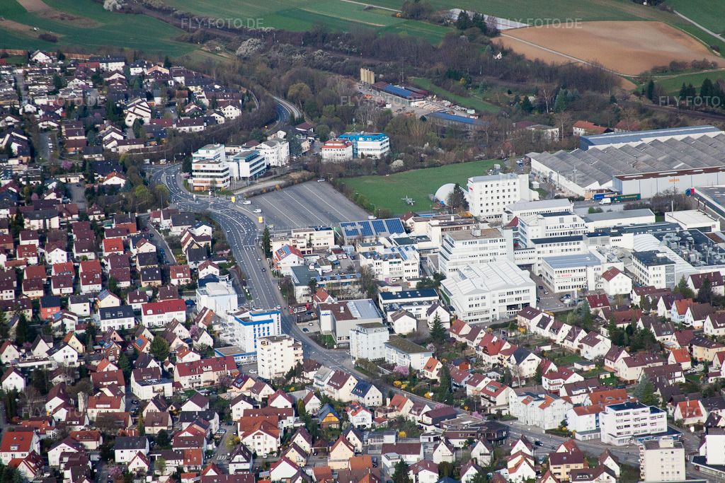 Luftbild: METDRA Metall- und Drahtwarenfabrik GmbH, Dieselstr im Ortsteil Eltingen in Leonberg im Bundesland Baden-Württemberg in Deutschland. Foto: IMG_39169.jpg vom 03.04.2011 durch Werner Riehm/FLY-FOTO.de