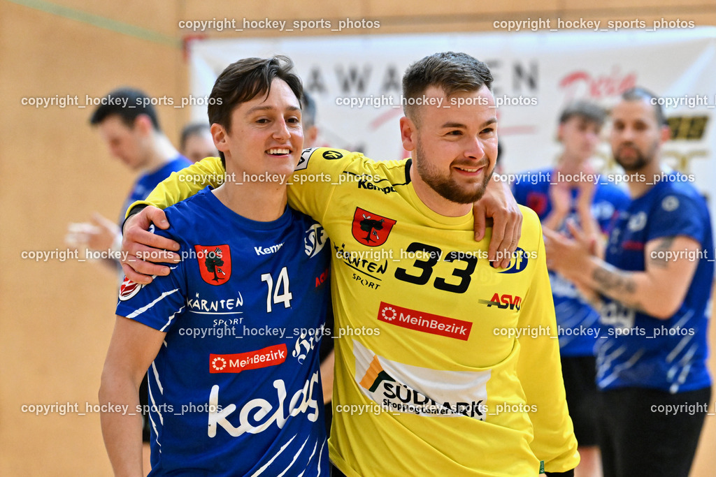 SC Ferlach vs. HSG Holding Graz | #14 Rath Mathias SC Ferlach, #33 STRIEBNIG Florian SC Ferlach, SC Ferlach vs. HSG Holding Graz, SC Ferlach vs. HSG Holding Graz am 24.05.2025 in Ferlach (Ballspielhalle Ferlach), Austria, (Photo by Bernd Stefan)