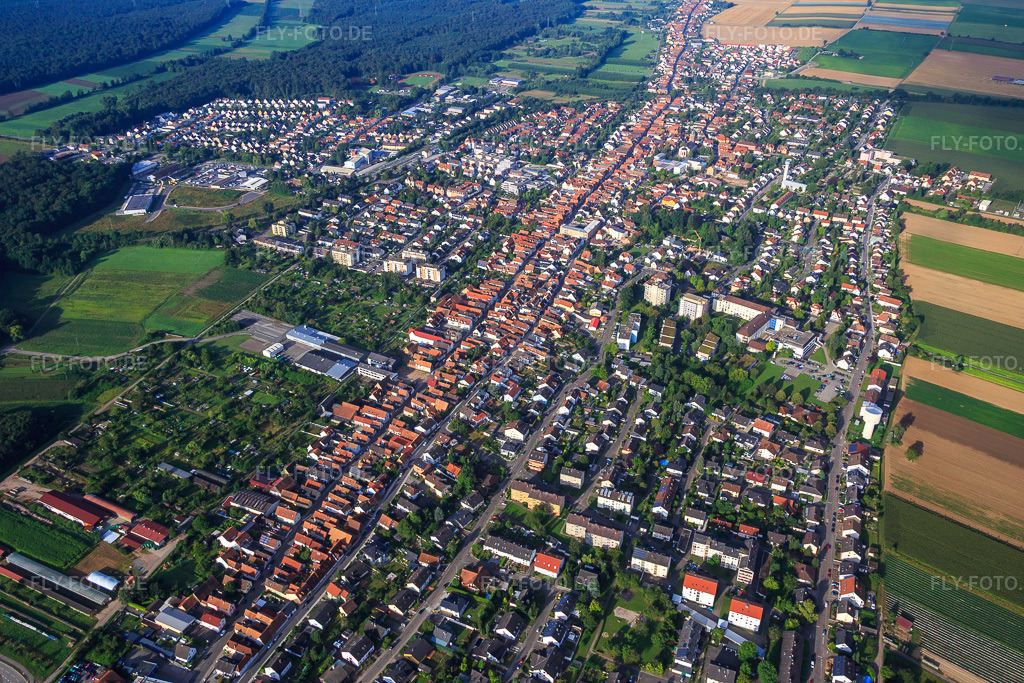 Luftbild: Stadtübersicht aus Nordosten in Kandel im Bundesland Rheinland-Pfalz in Deutschland. Foto: IMG_092843.jpg vom 13.08.2016 durch Werner Riehm/FLY-FOTO.de