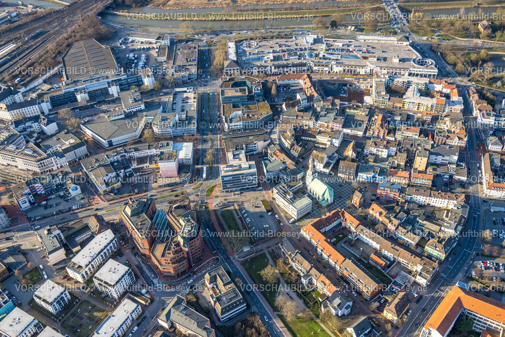 Hamm260203417 | Luftbild, City mit Allee-Center und Baustelle Ritterpassage, Westring und City-Galerie, evang. Jugendkirche / Lutherkirche, Mercure Hotel, Westentor Hochbunker, Technisches Rathaus, Mitte, Hamm, Ruhrgebiet, Nordrhein-Westfalen, Deutschland