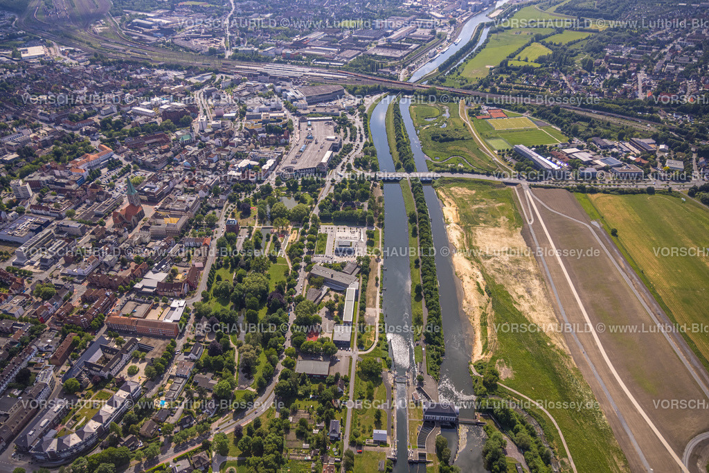 Hamm220504636 | Luftbild, Wassersportzentrum an der Adenauerallee, Nordringpark, evang. Pauluskirche, Mitte, Hamm, Ruhrgebiet, Nordrhein-Westfalen, Deutschland