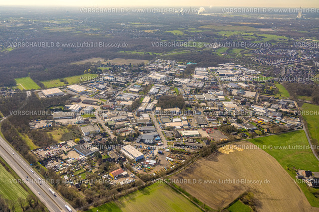 Dinslaken240308600 | Luftbild, Gewerbegebiet Dinslaken Süd an der Autobahn A3, Fernsicht, Hiesfeld, Dinslaken, Nordrhein-Westfalen, Deutschland