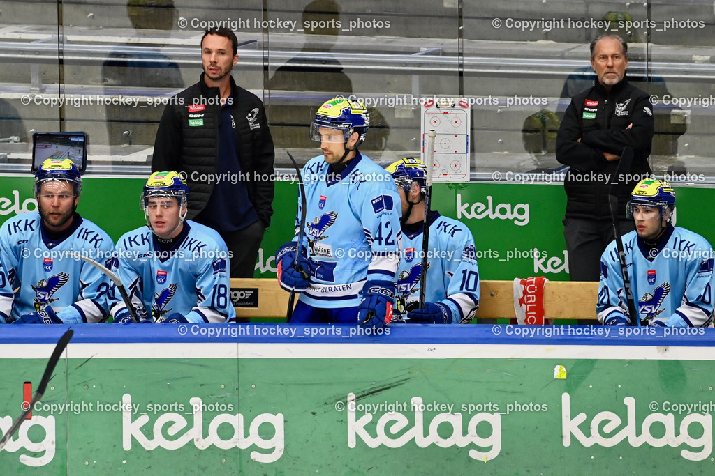 EC iDM Wärmepumpen VSV vs. KHL Sisak | Spielerbank EC VSV, Tray Tuomie Headcoach EC VSV, Marco Pewal Assistant Coach EC VSV, Baustelle, EC iDM Wärmepumpen VSV vs. KHL Sisak, EC iDM Wärmepumpen VSV vs. KHL Sisak am 02.09.2025 in Villach (Stadthalle Villach), Austria, (Photo by Bernd Stefan)
