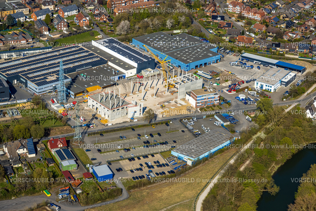 Werne250403194 | Luftbild, Baugebiet Baustelle mit Neubau Station Werne, Gewerbegebiet zwischen Klöcknerstraße und Lippestraße, Werne, Ruhrgebiet, Nordrhein-Westfalen, Deutschland