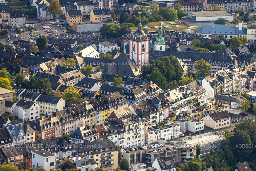 Siegen230912405 | Luftbild, Evang. Nikolaikirche und kath. Kirche St. Marien, Rathaus, Siegen-Kernband, Siegen, Siegerland, Nordrhein-Westfalen, Deutschland