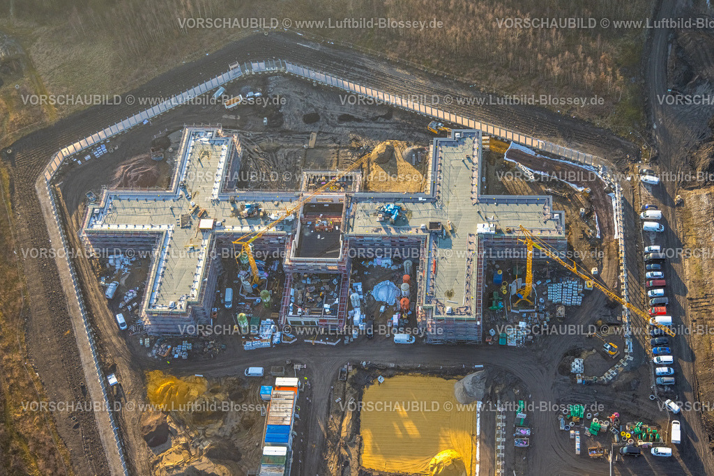 Luenen260101713 | Luftbild, Gelände der ehemaligen Zeche Victoria, Neubau einer Forensik-Klinik, Lünen, Ruhrgebiet, Nordrhein-Westfalen, Deutschland