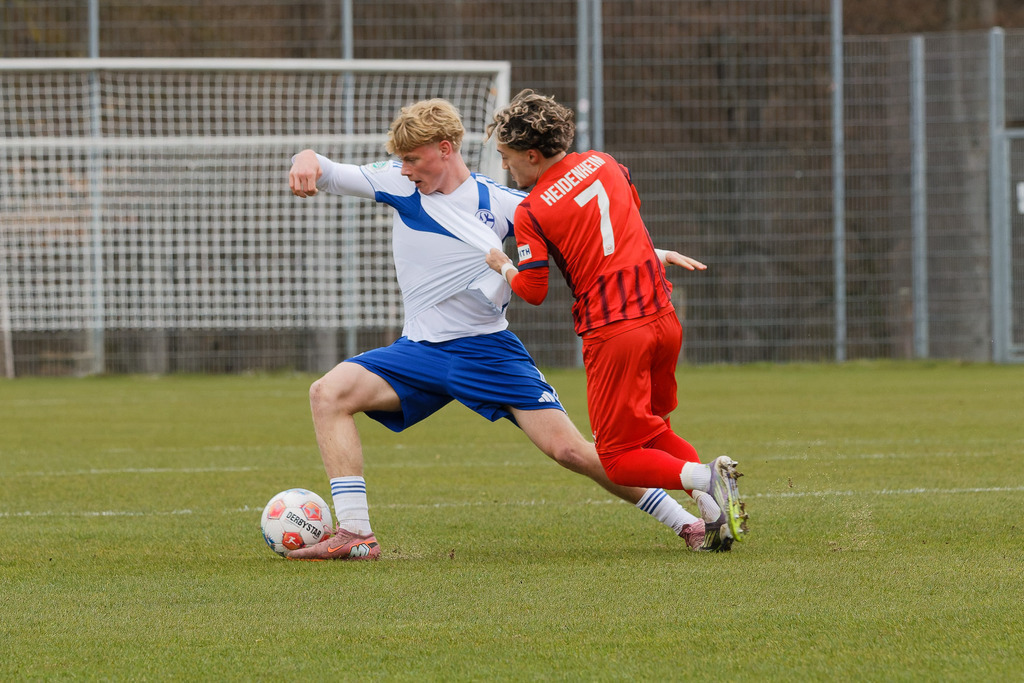 20260412-FCHS04_030 | 1.FC Heidenheim 1846 vs. FC Schalke 04, Fußball, U19, A-Junioren, NWL, U19-DFB-Nachwusliga, 2025/2026, 8. Spieltag, 12.04.2026 in Heidenheim, Walter-Birkhold-Jugendstadion (Foto: Michael Bulling) - Realisiert mit Pictrs.com