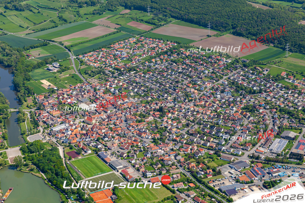 Das Luftbild der Stadt Sand-am-main wurde 2019 vom Flugzeug heraus erstellt (keine Drohne) Aufnahmehöhe ca.400 Meter- hohe Auflösung- beste Druck-Qualität garantiert!