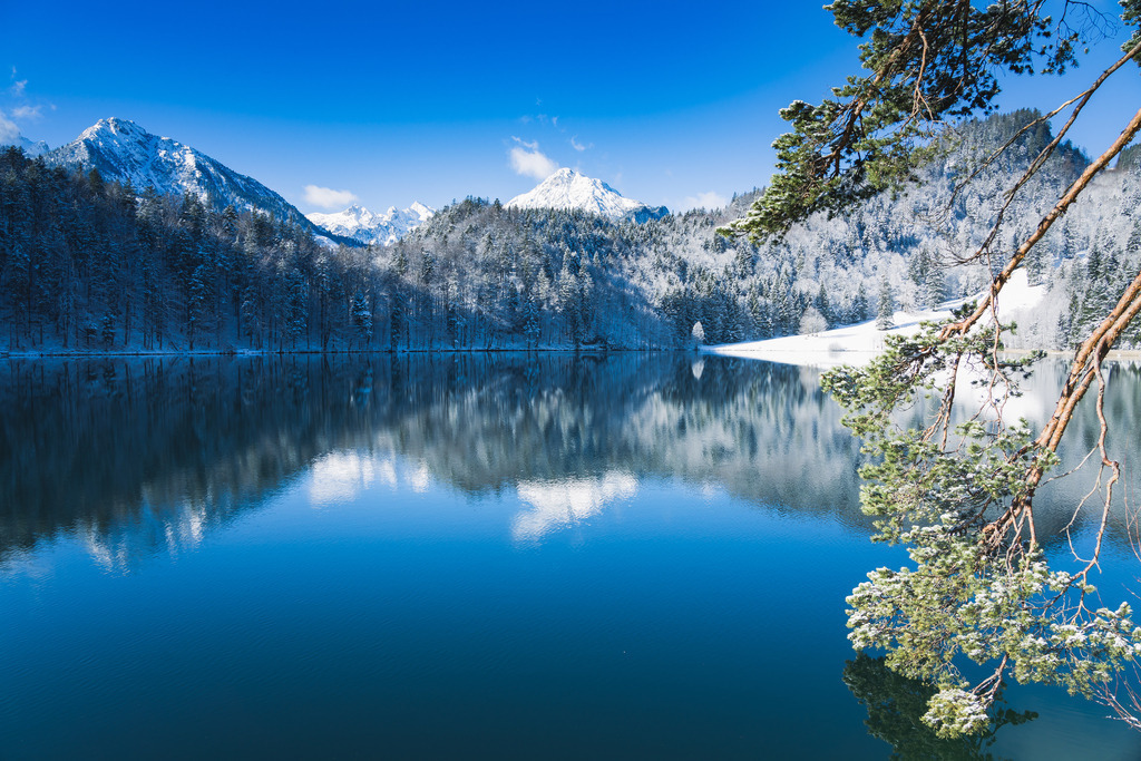 Wandbild - Alatsee im Winter | Michael Helmer - Allgäu Bilder auf Leinwand bestellen