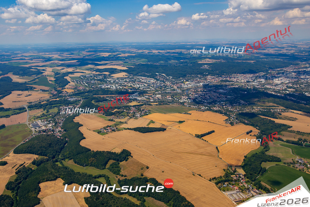 Die Luftbildaufnahme Liebschwitz - Gera wurde 2018 mittels Flugzeug (keine Drohne) erstellt. Perfekte Schärfe und Druck- Auflösung- Garantiert!