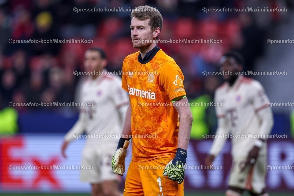 UCL11032502529 | 11.03.2025, Fußball, UEFA Champions League, Bayer 04 Leverkusen - FC Bayern München, Achtelfinale Rückspiel, BayArena, Saison 2024 2025: Matija Marsenic (Bayer04 Leverkusen #xxx)DFB regulations prohibit any use of photographs as image sequences and or quasi-video.