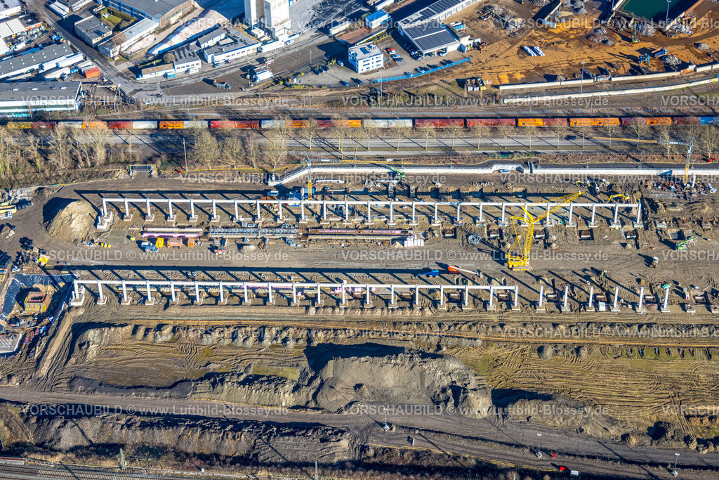Dortmund260200165 | Luftbild, Gewerbegebiet Baugebiet Union zwischen Heinrich-August-Schulte-Straße und Westfaliastraße am Hafen, ehemaliger Güterbahnhof und Deutsche Bahn AG, Brücke Mallinckrodtstraße, Gelände für geplantes neues ICE-Werk am Dortmunder Hafen, Dorstfelder Brücke, Dortmund, Ruhrgebiet, Nordrhein-Westfalen, Deutschland
