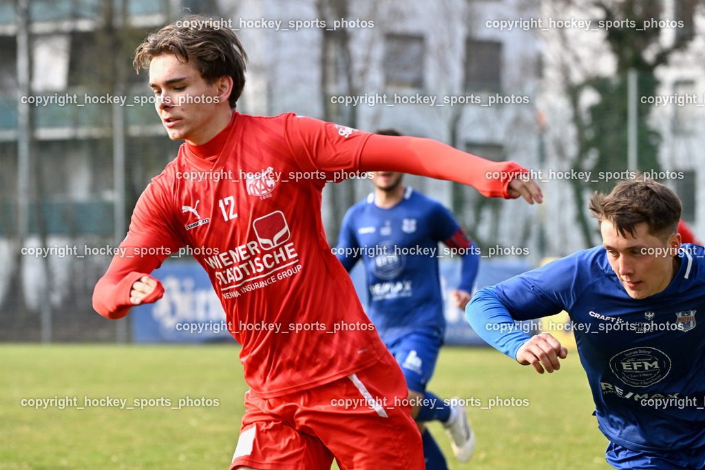 KAC 1909 vs. Union Matrei | #12 Noa Mosser KAC 1909, #28 Michael Berger Union Matrei, KAC 1909 vs. Union Matrei, KAC 1909 vs. Union Matrei am 21.03.2026 in Klagenfurt (Sportplatz KAC), Austria, (Photo by Bernd Stefan)