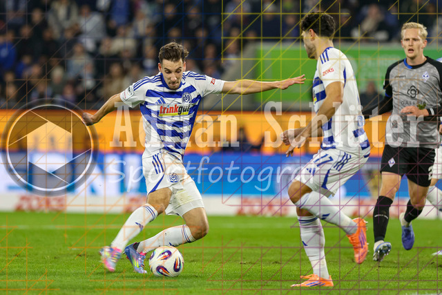 MSV Duisburg vs SV Waldhof Mannheim - 3. Liga | Duisburg, Deutschland, 07.11.25:   Conor Noß (MSV Duisburg) erzielt das Tor zum 1:0 waehrend des Spiels der 3. Liga MSV Duisburg vs SV Waldhof Mannheim in der schauinsland-reisen-arena(Foto von Brauer-Fotoagentur / Adrian Schlueter)