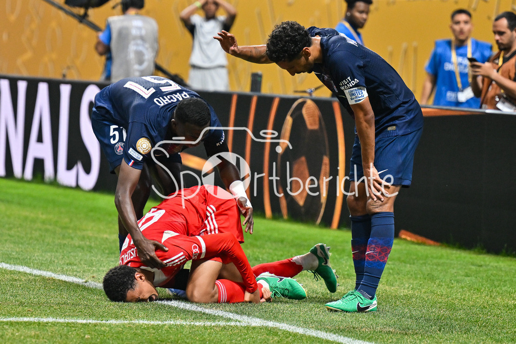 Paris Saint Germain - FC Bayern München | im Bild die schwere Verletzung von Jamal MUSIALA (FC Bayern Muenchen 42) / Einzelfoto / Freisteller / FIFA Club World Cup: Paris Saint Germain - FC Bayern Muenchen, Mercedes Benz Stadium am 05.07.2025 / NOT FOR SALE IN USA